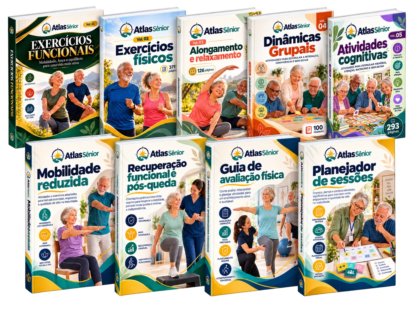 Coleção Atlas Sênior reunindo volumes e bônus